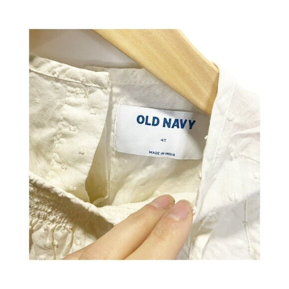 Old Navy Girls 4T Ivory Eyelet Sleeveless Blouse Button Back Summer Cotton - Picture 3 of 5